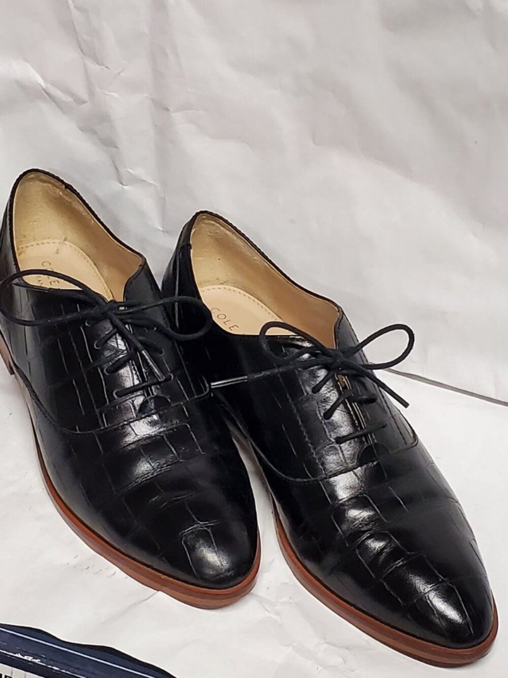 Cole Haan Grand 360 Classic black croc embossed leather oxford Size: 7B GUC!